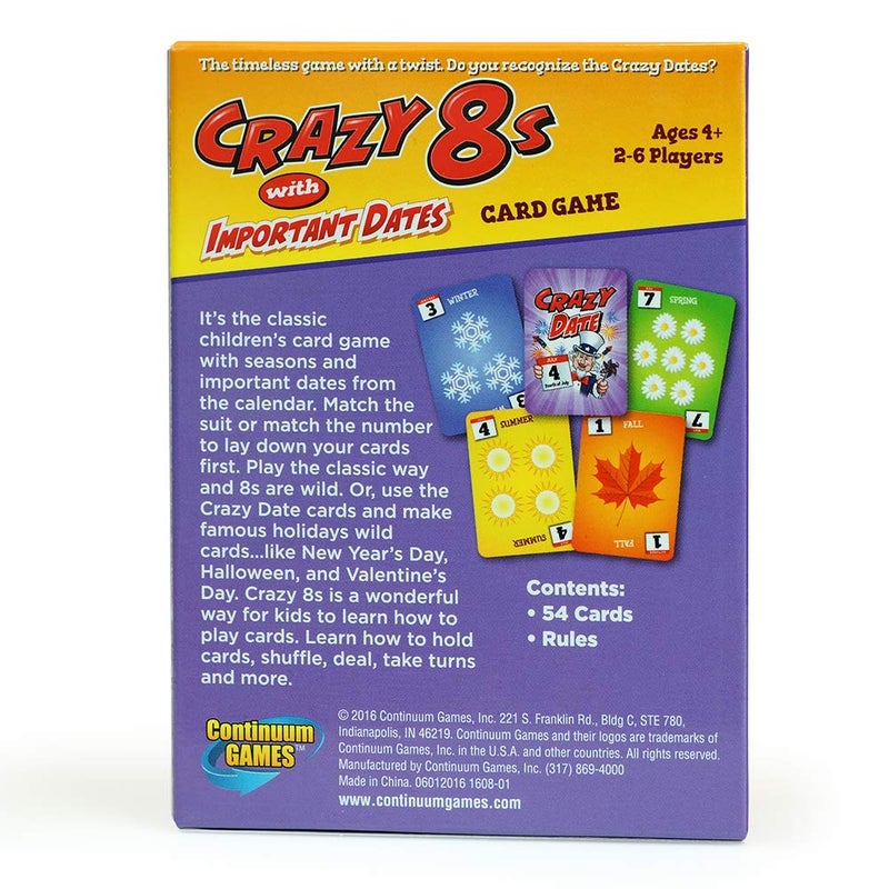Continuum Games Crazy 8s with Important Dates Card Game - Kids Age 4 and Up - Image 4